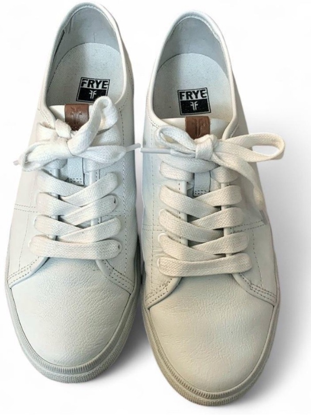 Frye Gia Low Lace White Leather Sneakers Size 8M